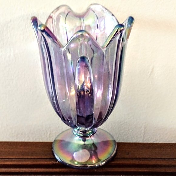 VTG FENTON Lavender Iridescent Art Glass ~ Petal Design 5" Creamer Pitcher *Read - Picture 3 of 12